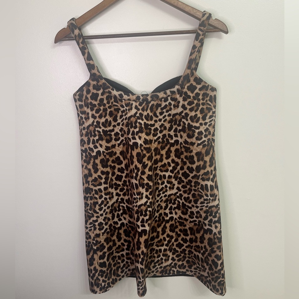 Leopard Print Mini Dress with Sweetheart Neckline - Picture 4 of 7